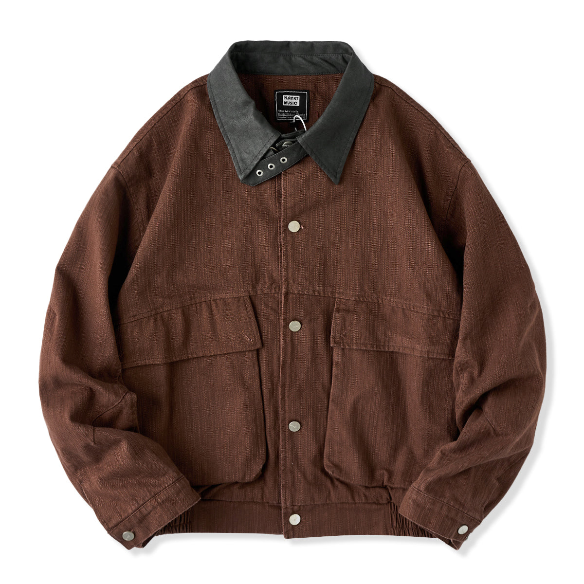 異素材コンビ 襟レザー調ハンティングジャケット 全4色 – Karakubuy