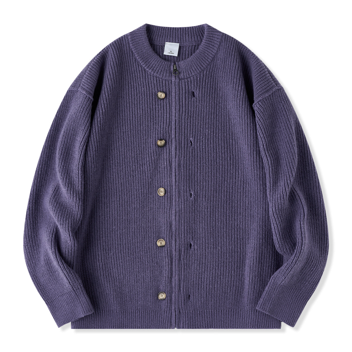 Button&Zipper 4色展開リブ編みニットカーディガン – Karakubuy