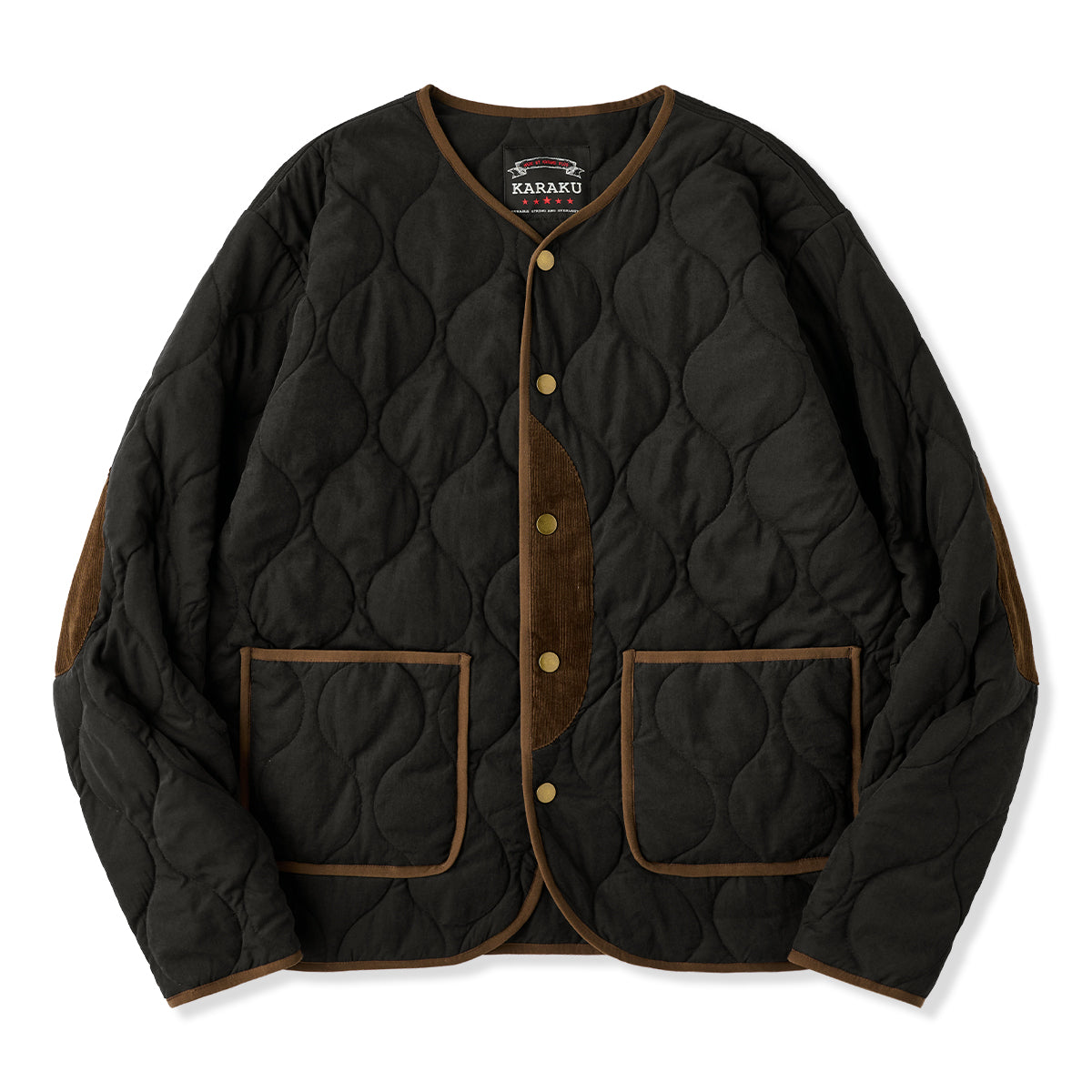 予約】コーデュロイパッチ切替 ひょうたんキルティングピーチスキン