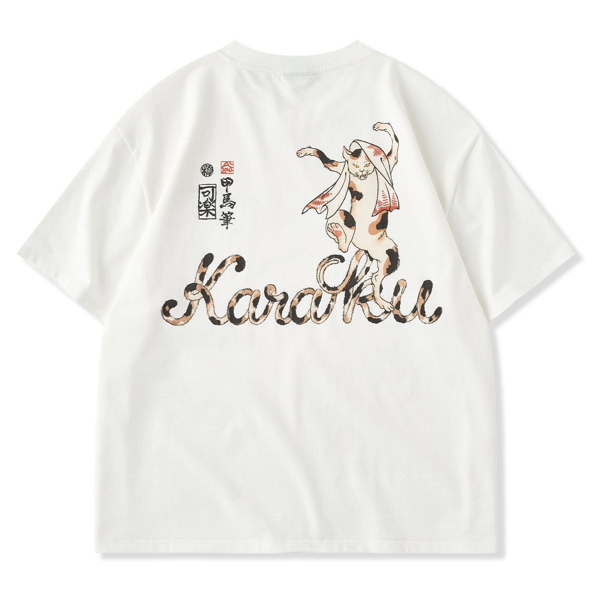 KARAKU×Koma 「異形百物語」踊る化け猫プリント&刺繡入りコットンTee 