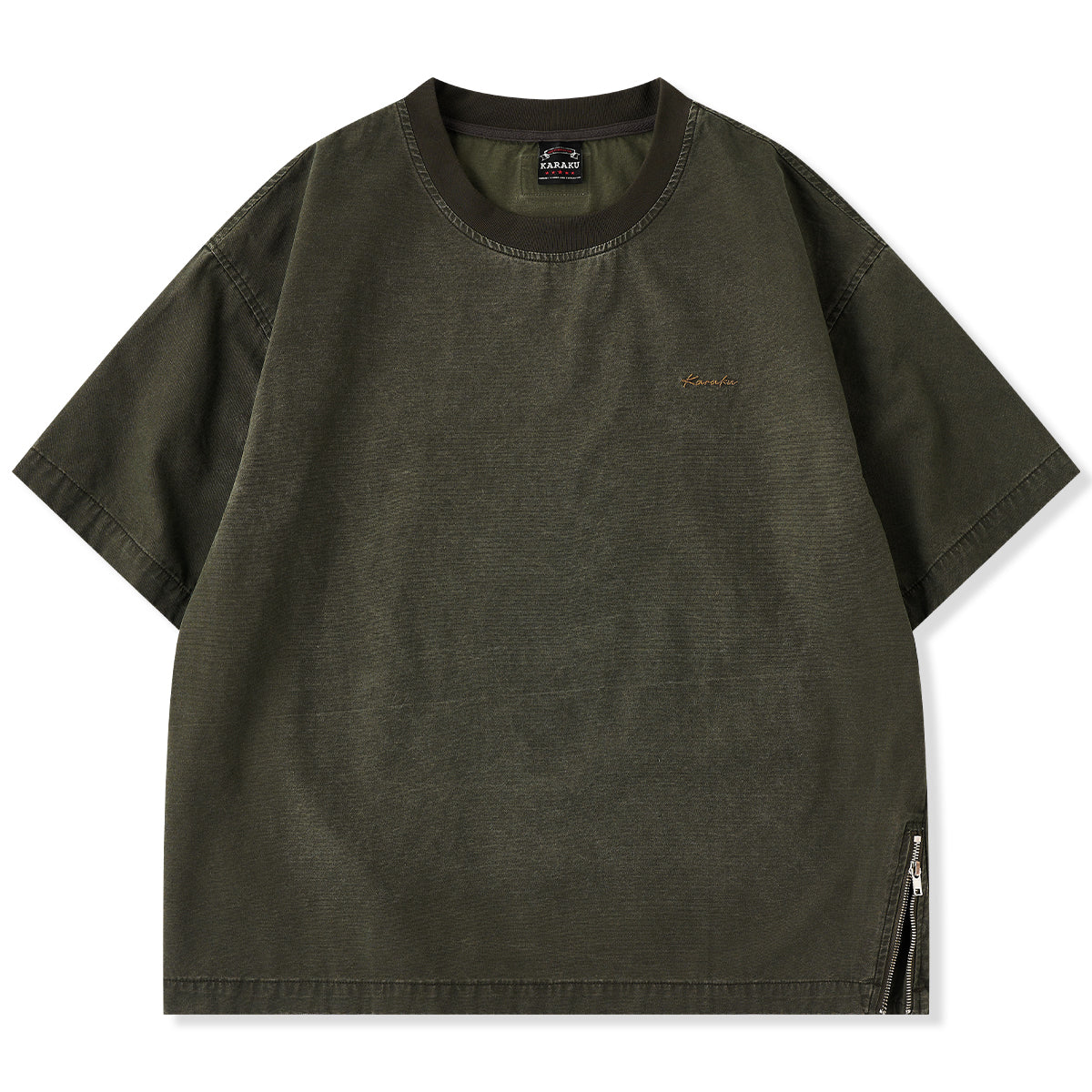 予約】裾サイドジップ 刺繍入りウォッシュ加工コットンピケTee – Karakubuy