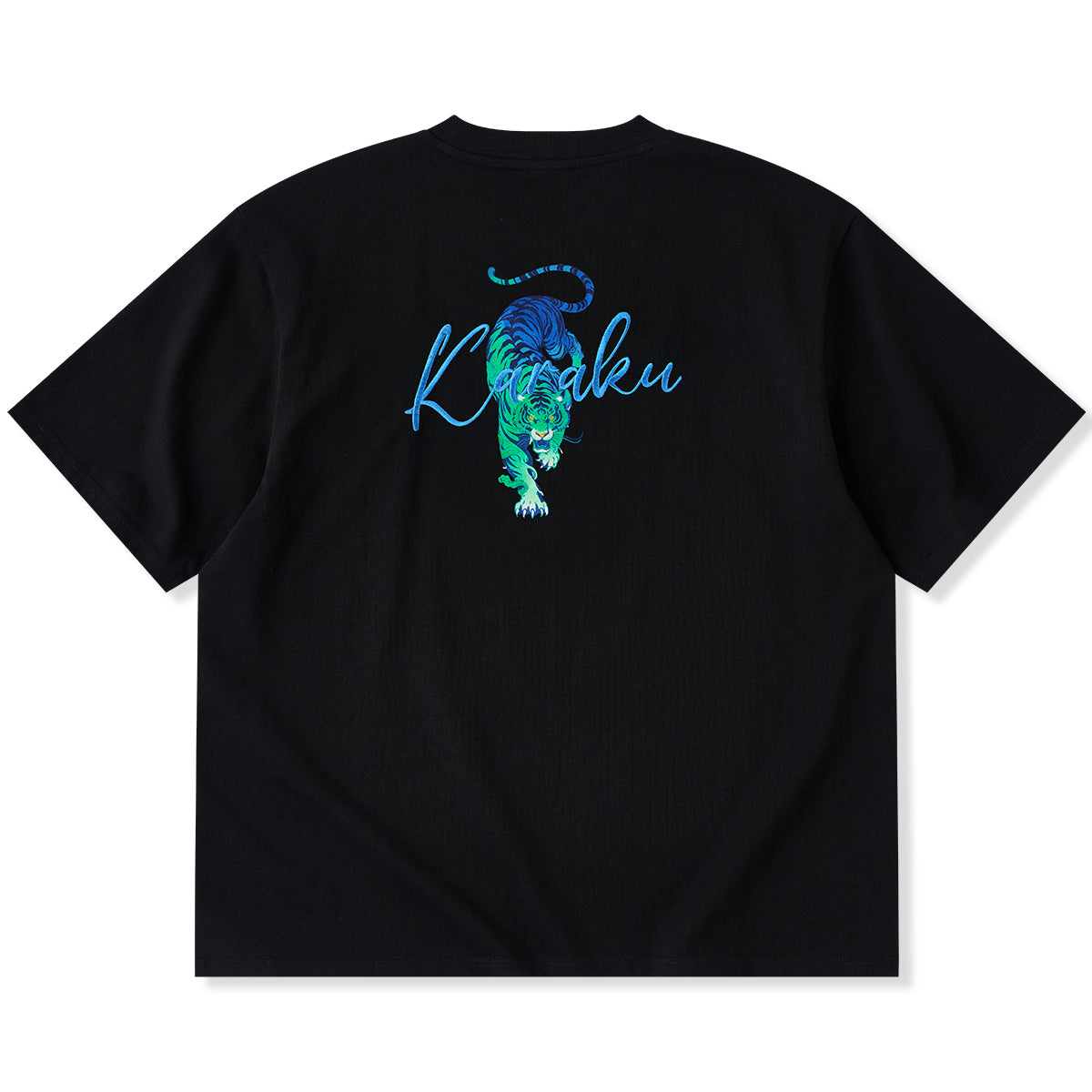 光る目をした虎」プリント＆虎・KaraKu刺繡入りコットンTee – Karakubuy
