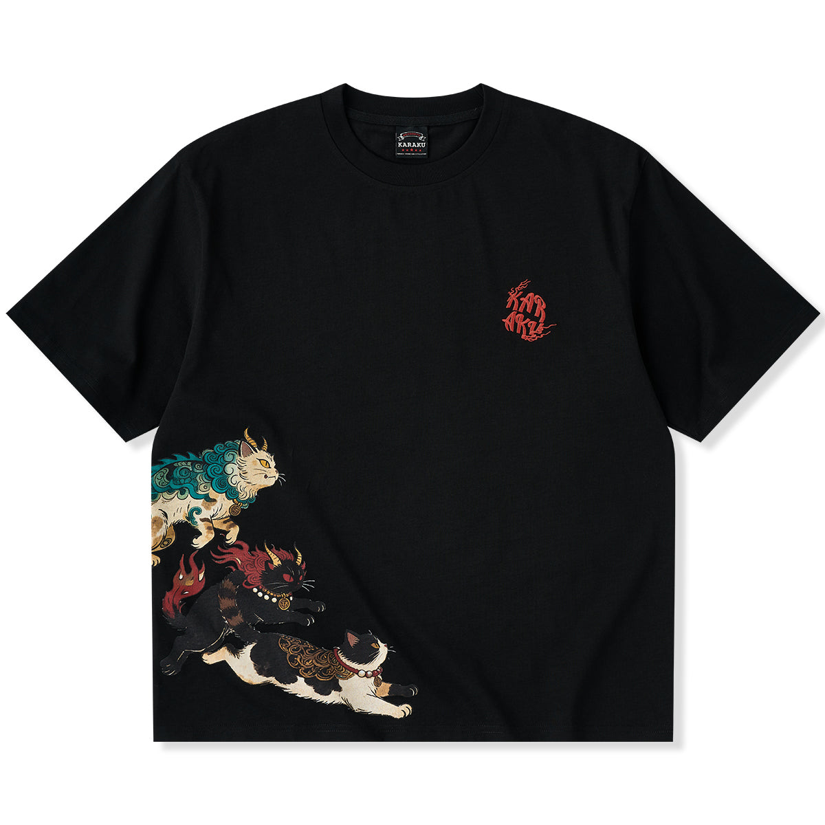 チュウ吉様依頼品 山海経・霊獣」プリント＆KaraKuロゴ刺繡入りコットンTシャツ – Karakubuy
