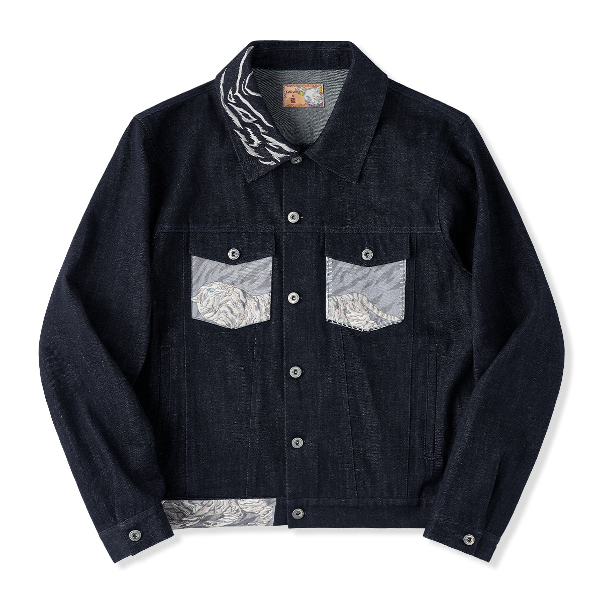 KARAKU×石黒亜矢子「白虎」刺繍切替 オーダーメイドデニムジャケット