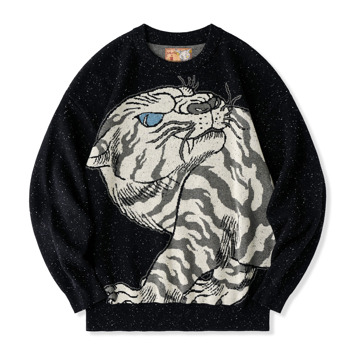KARAKU×石黒亜矢子「白虎」ジャカード織り 杢ニットセーター – Karakubuy