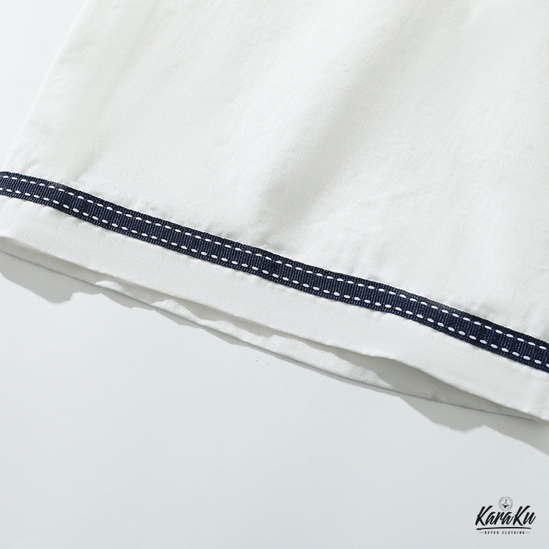 バック刺繍入り コットンベースボールシャツ