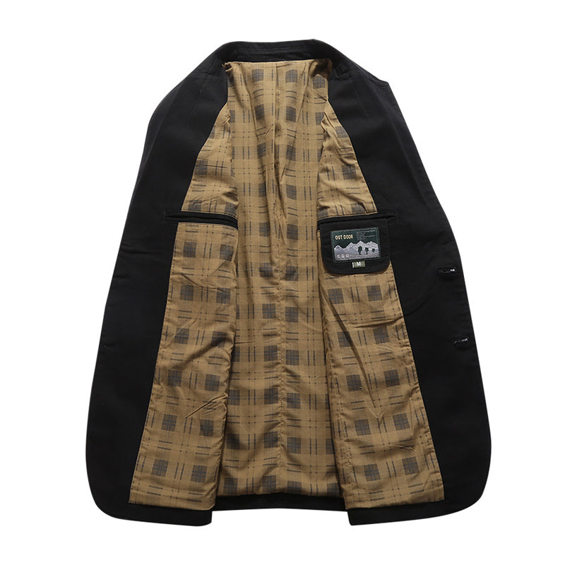 裏チェック柄 コットンブレザージャケット