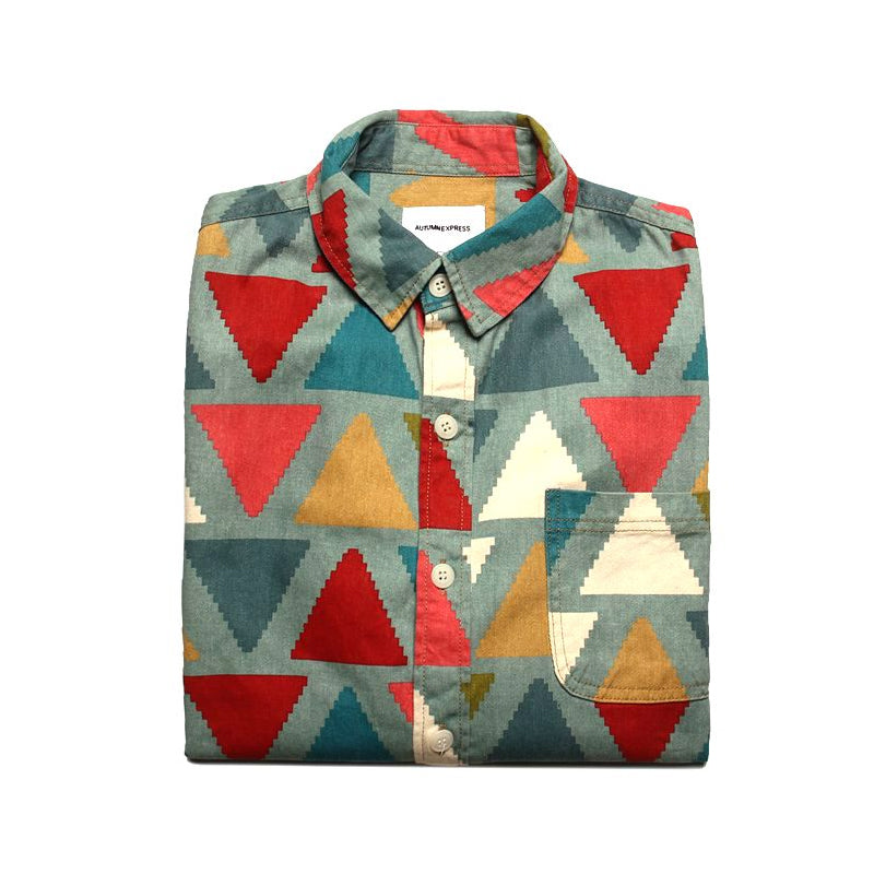 カラフルトライアングル総柄シャツ