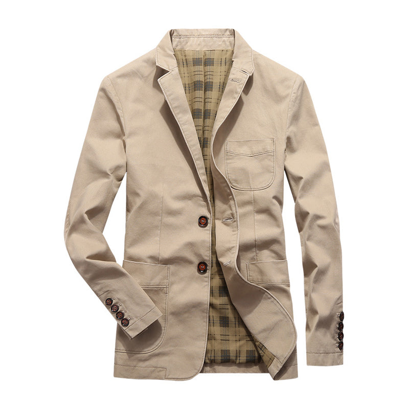 裏チェック柄 コットンブレザージャケット