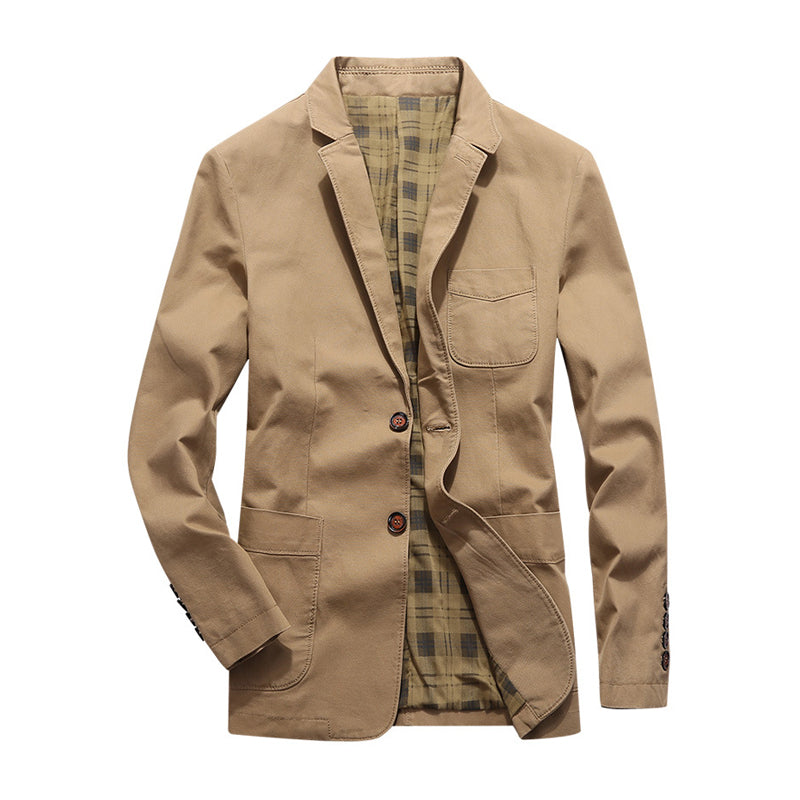 裏チェック柄 コットンブレザージャケット