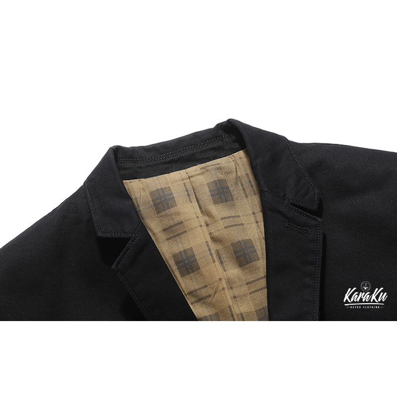 裏チェック柄 コットンブレザージャケット