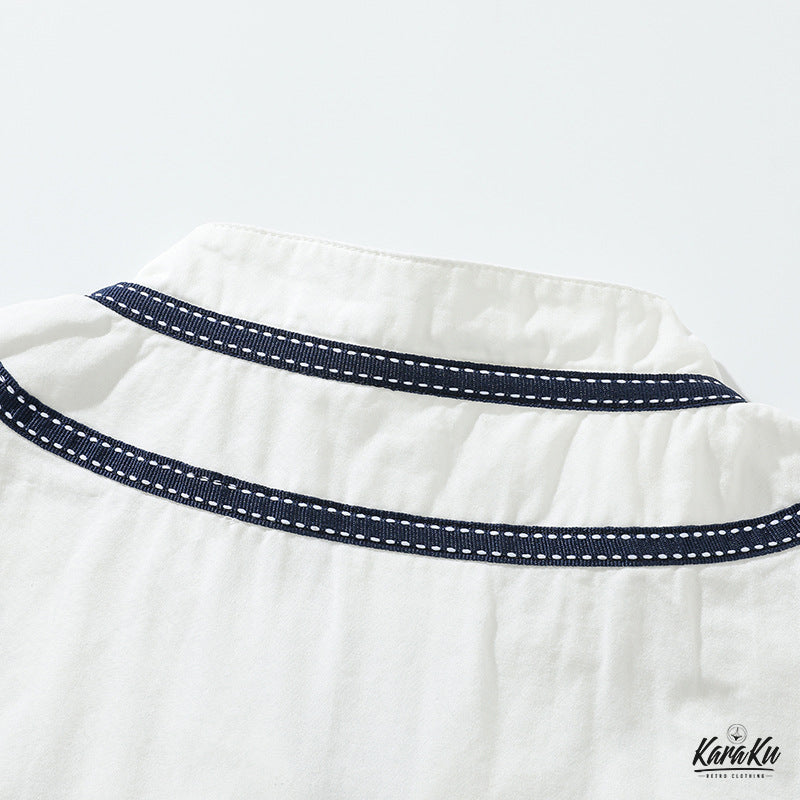 バック刺繍入り コットンベースボールシャツ