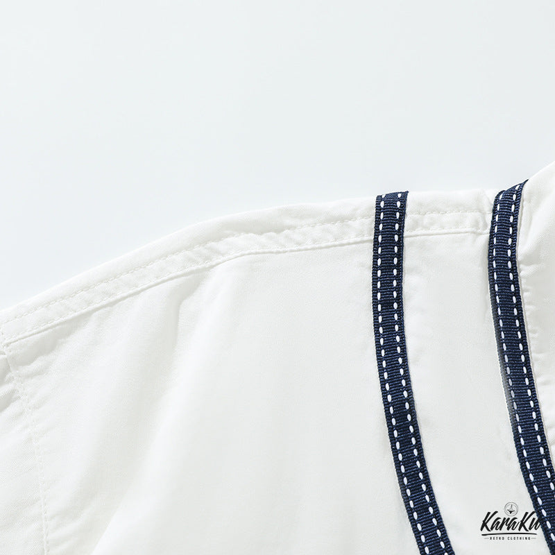 バック刺繍入り コットンベースボールシャツ