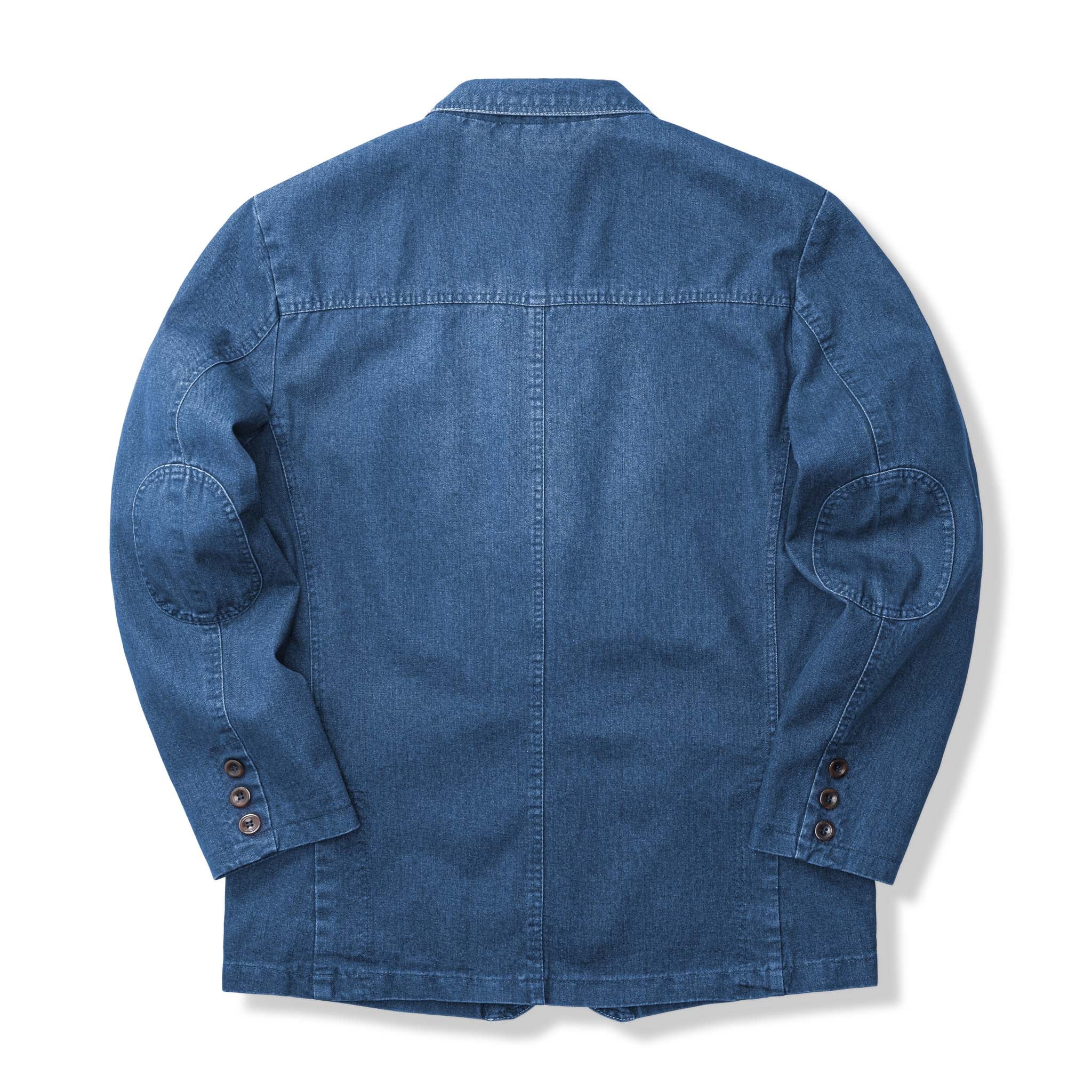 裏マルチストライプ柄 デニムブレザージャケット