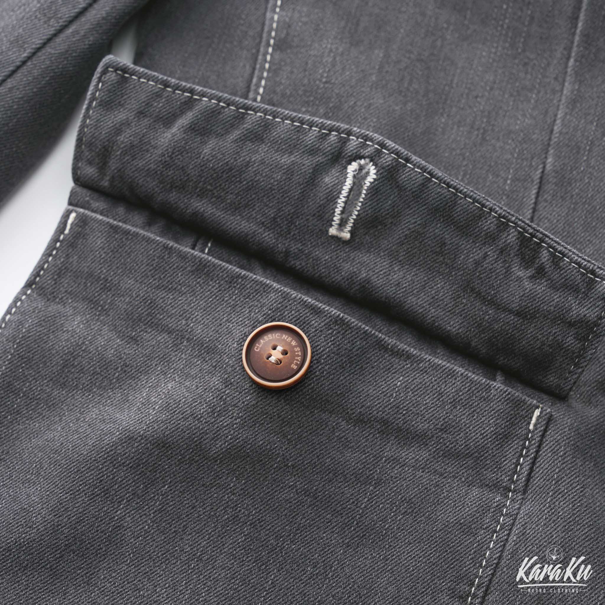 裏花葉柄 デニムブレザージャケット