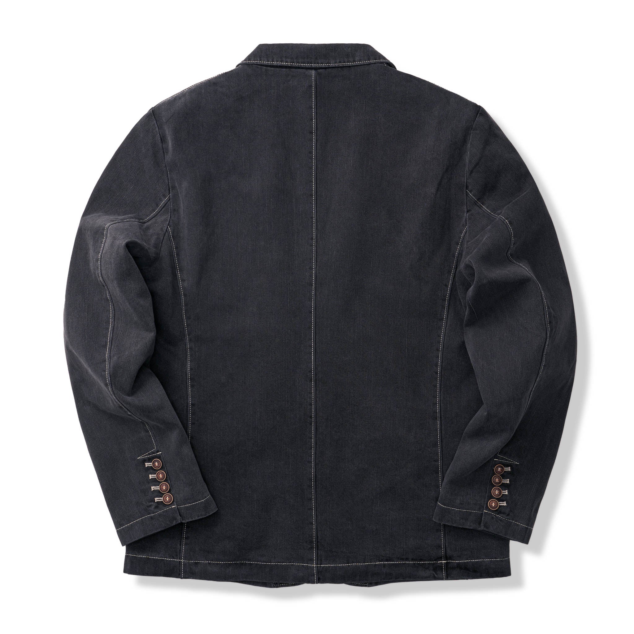 裏花葉柄 デニムブレザージャケット