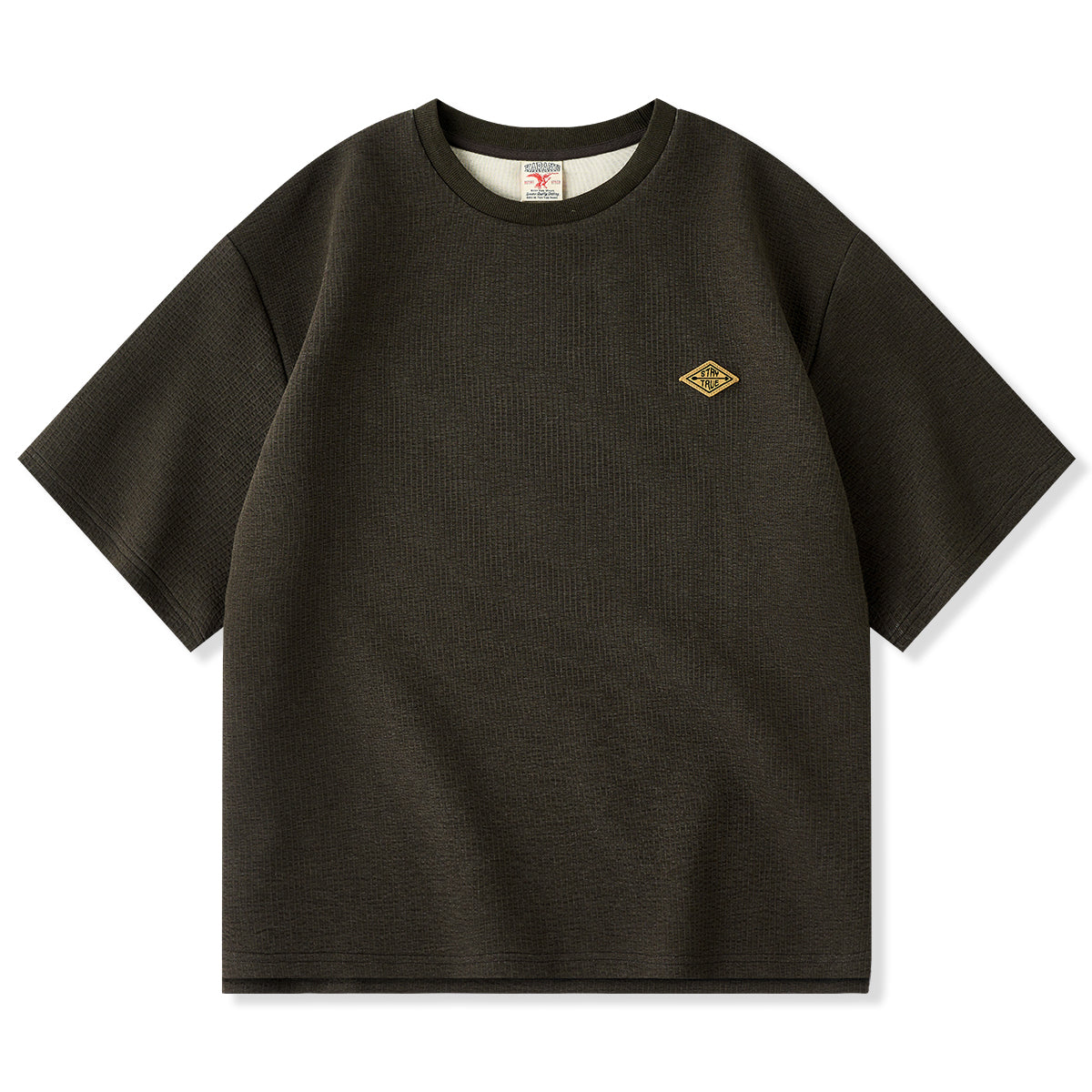 STAY TRUE」刺繍ワッペン ジャガードワッフルエアーレイヤーTee