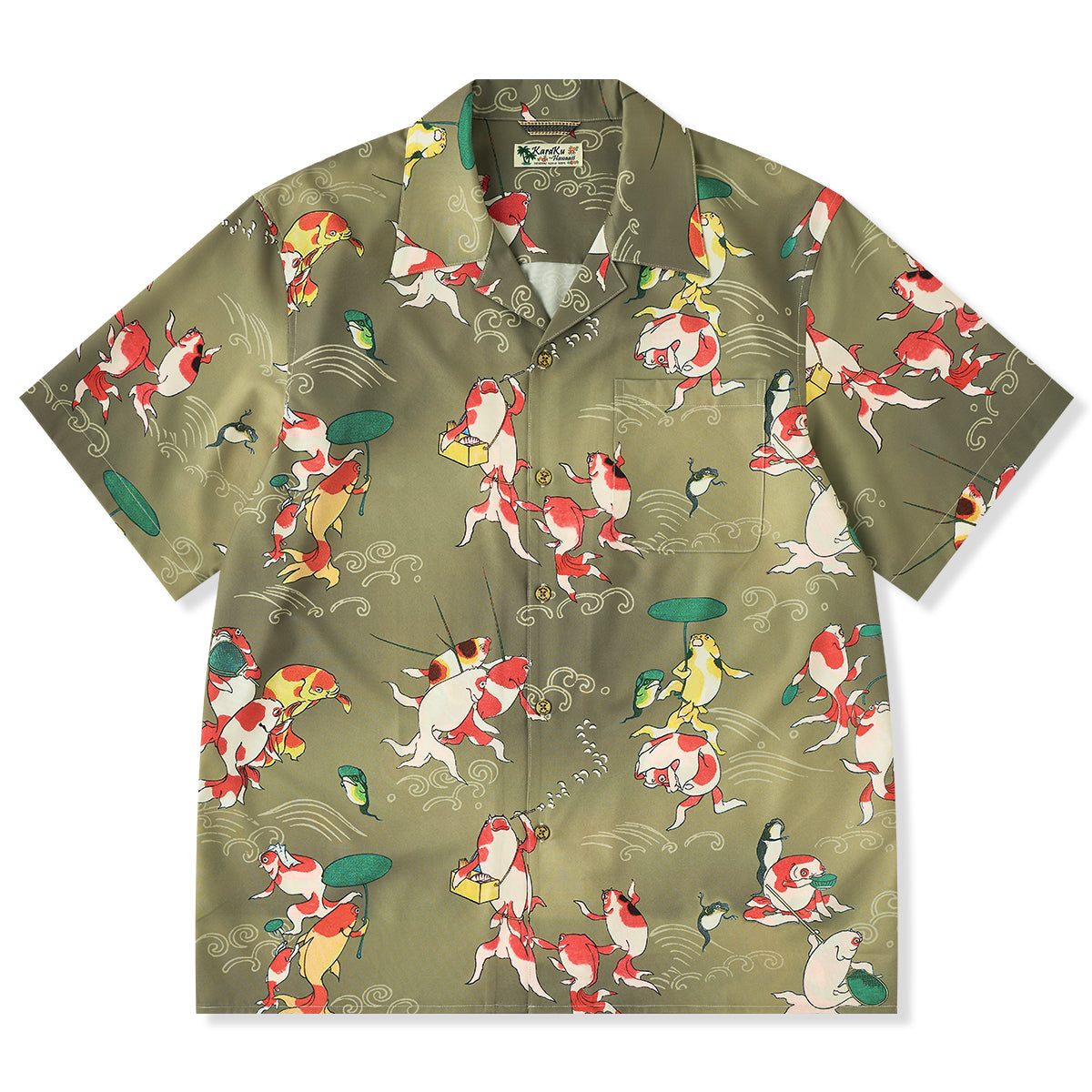 歌川国芳「金魚づくし」浮世絵風プリント入りアロハシャツ – Karakubuy