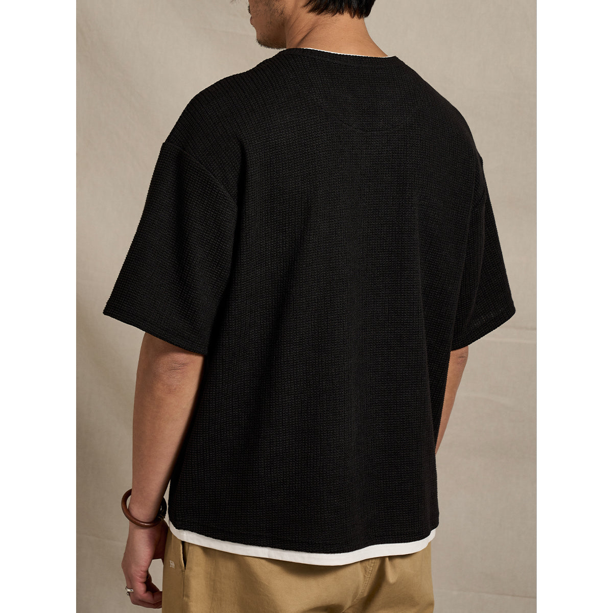 KaraKu」ロゴ刺繍 フェイクレイヤードワッフルテクスチャTee – Karakubuy