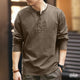 3 jenis untuk dipilih: T-shirt panjang leher henley kapas yang dipertingkatkan