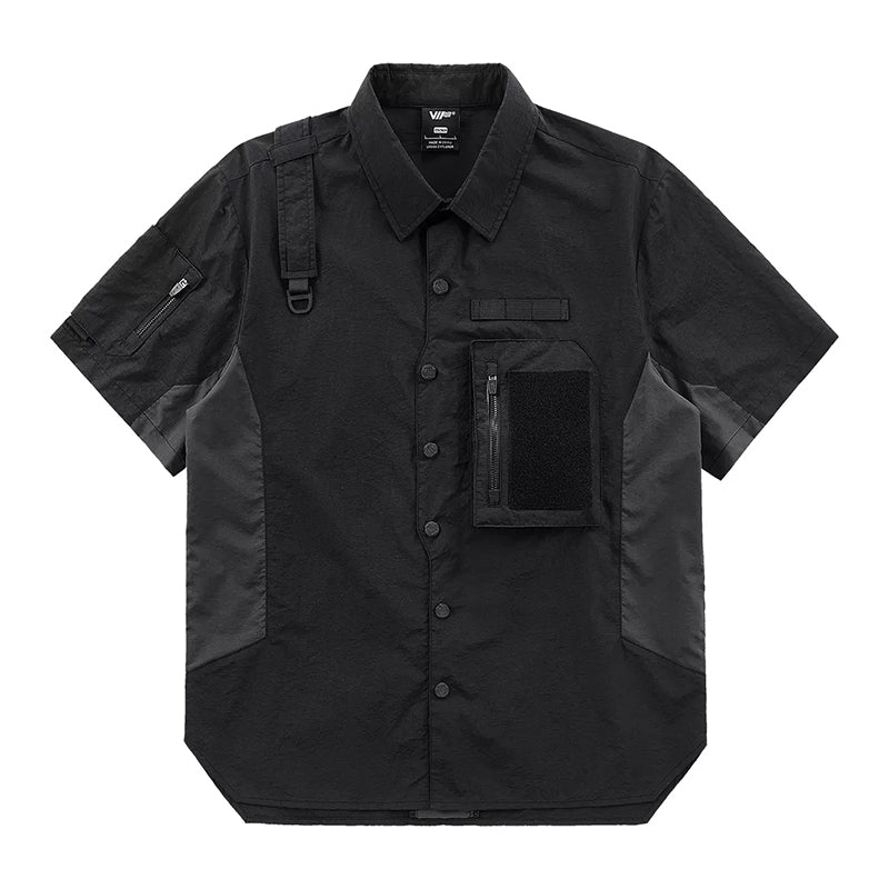 機能ジップポケット付け ナイロン半袖ワークシャツ – Karakubuy