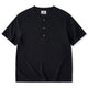 ターコイズ風ボタン付き　ワッフルヘンリーTシャツ