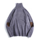 Tampalan siku turtleneck sweater rajut mewah