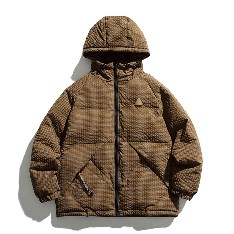 ワンポイント チェック柄フード付きラグラン中綿ジャケット – Karakubuy