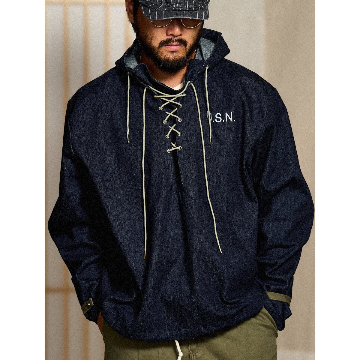 裾ヒモ付き 米軍 40's デニムデッキパーカー – Karakubuy