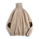 Tampalan siku turtleneck sweater rajut mewah