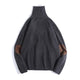 Tampalan siku turtleneck sweater rajut mewah