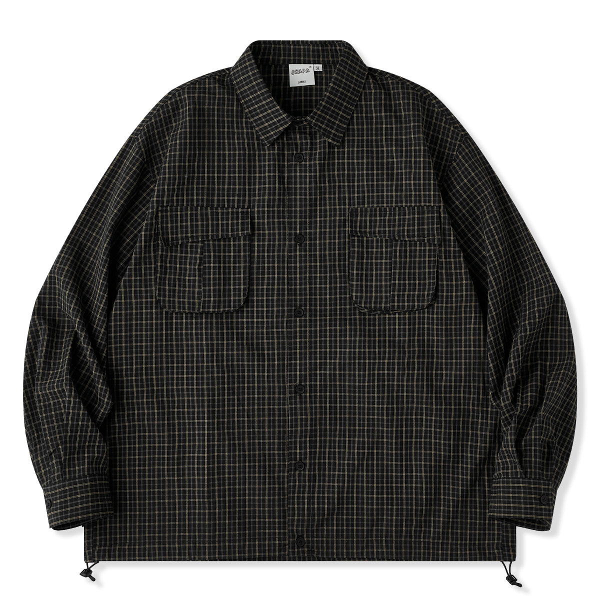 2色展開 裾ドローコード付きチェック柄ワークシャツ – Karakubuy