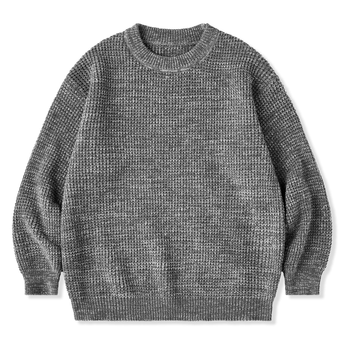 2色ワッフル編みテクスチャクルーネックニットセーター – Karakubuy