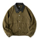 異素材コンビ　襟レザー調ハンティングジャケット　全4色