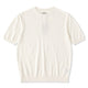 Clean Fit　四色展開　袖・襟・裾リブ入り極細畝ニットTee