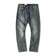 1970-an Whisker Diproses Seluar Denim Tertekan