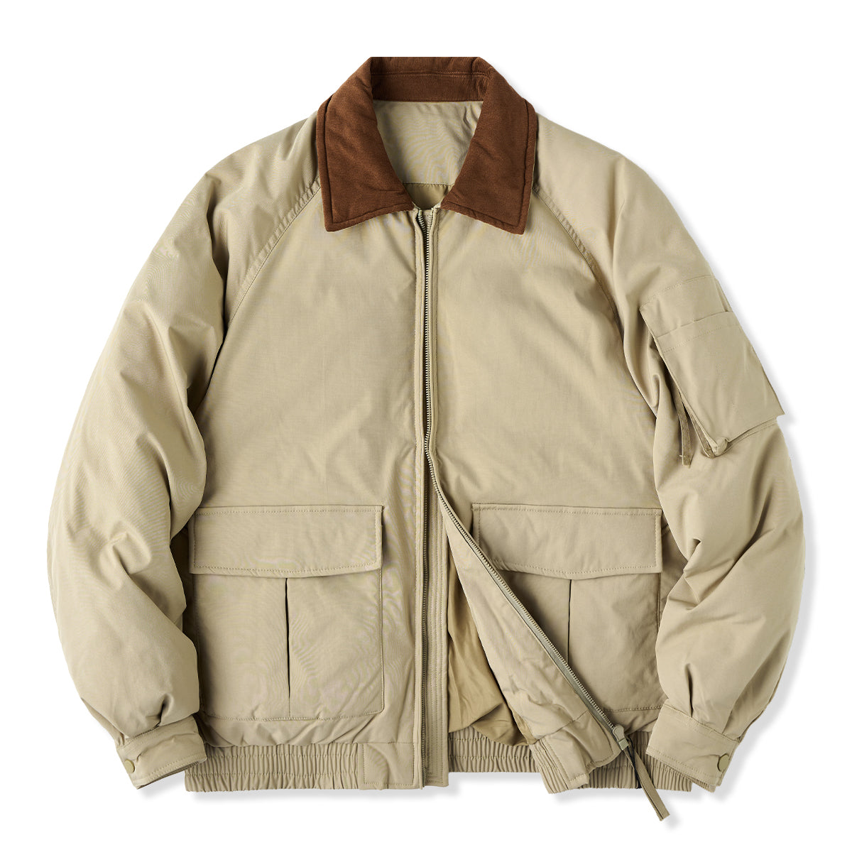 4色展開 襟コーデュロイ切替シガレットポケット付きダウンジャケット