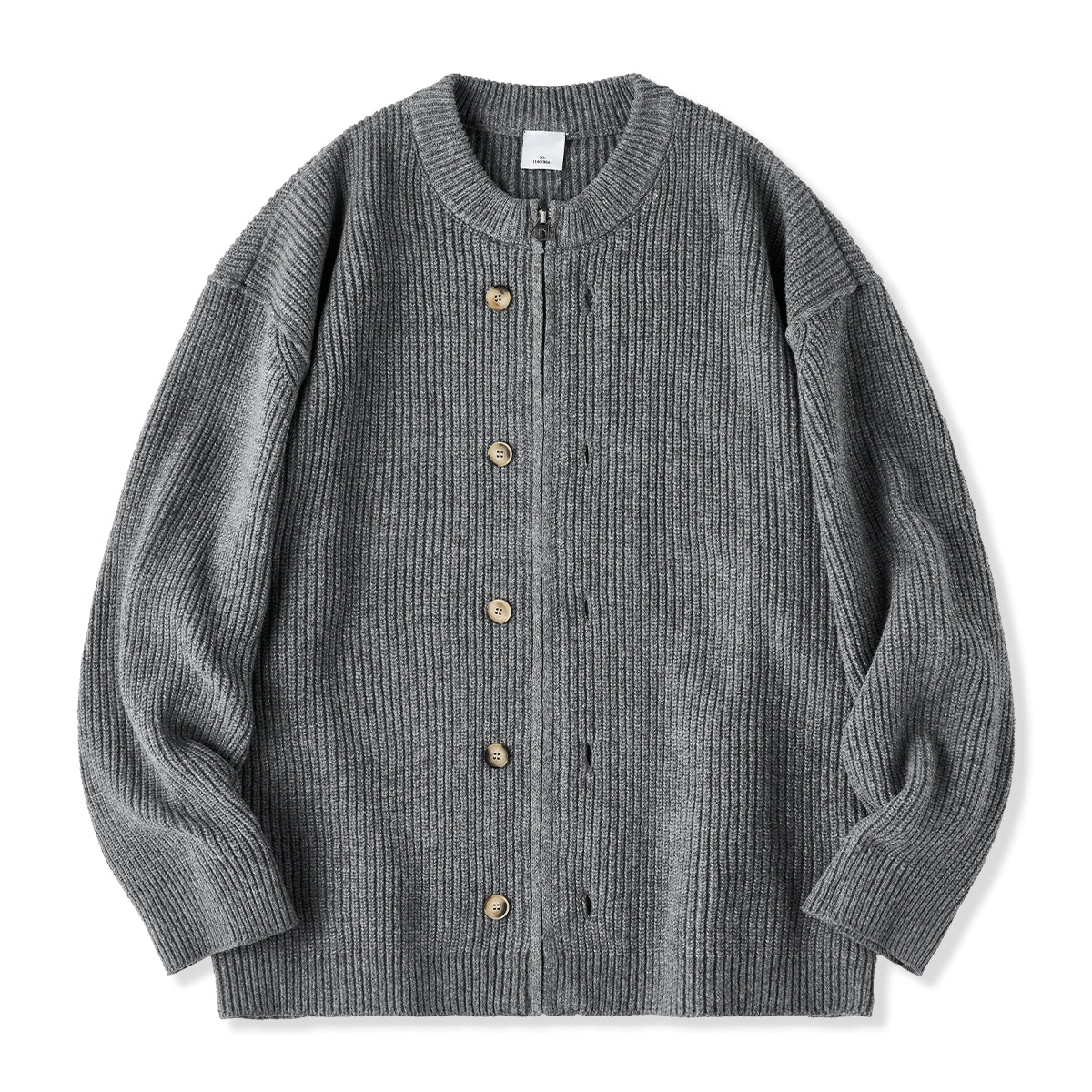 Button&Zipper 4色展開リブ編みニットカーディガン – Karakubuy