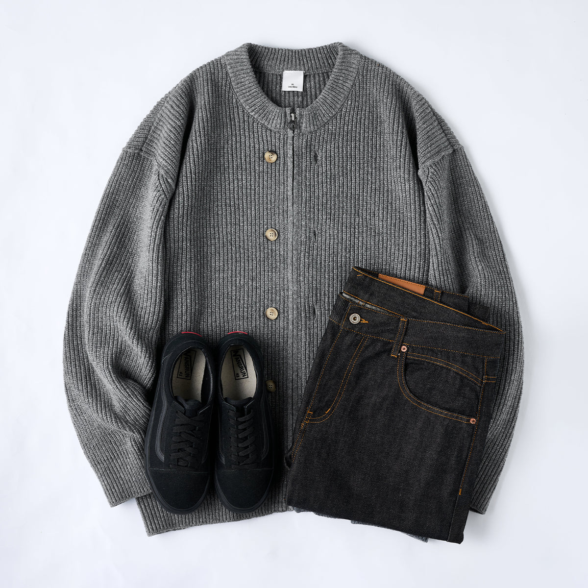 Button&Zipper 4色展開リブ編みニットカーディガン – Karakubuy