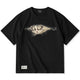 「クロスジップの隙間から覗く化け猫」浮世絵風プリントコットンTee
