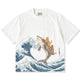 「KaraKuｘ365CAT.ART」鯨と泳ぐ猫　浮世絵柄コットンTee