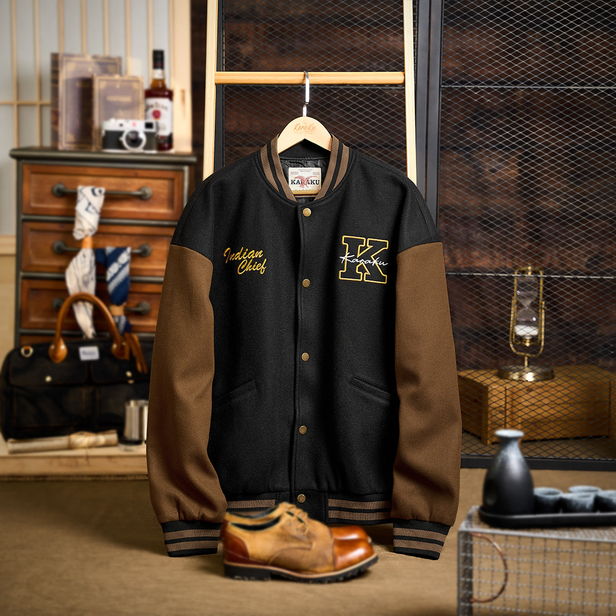 THE CRIMIE 刺繍ジャケット XL ブラウン タイガー イーグル CRIMIE（クライミー）の「EMBROIDERY JERSEY TRACK JACKET（スカジャン