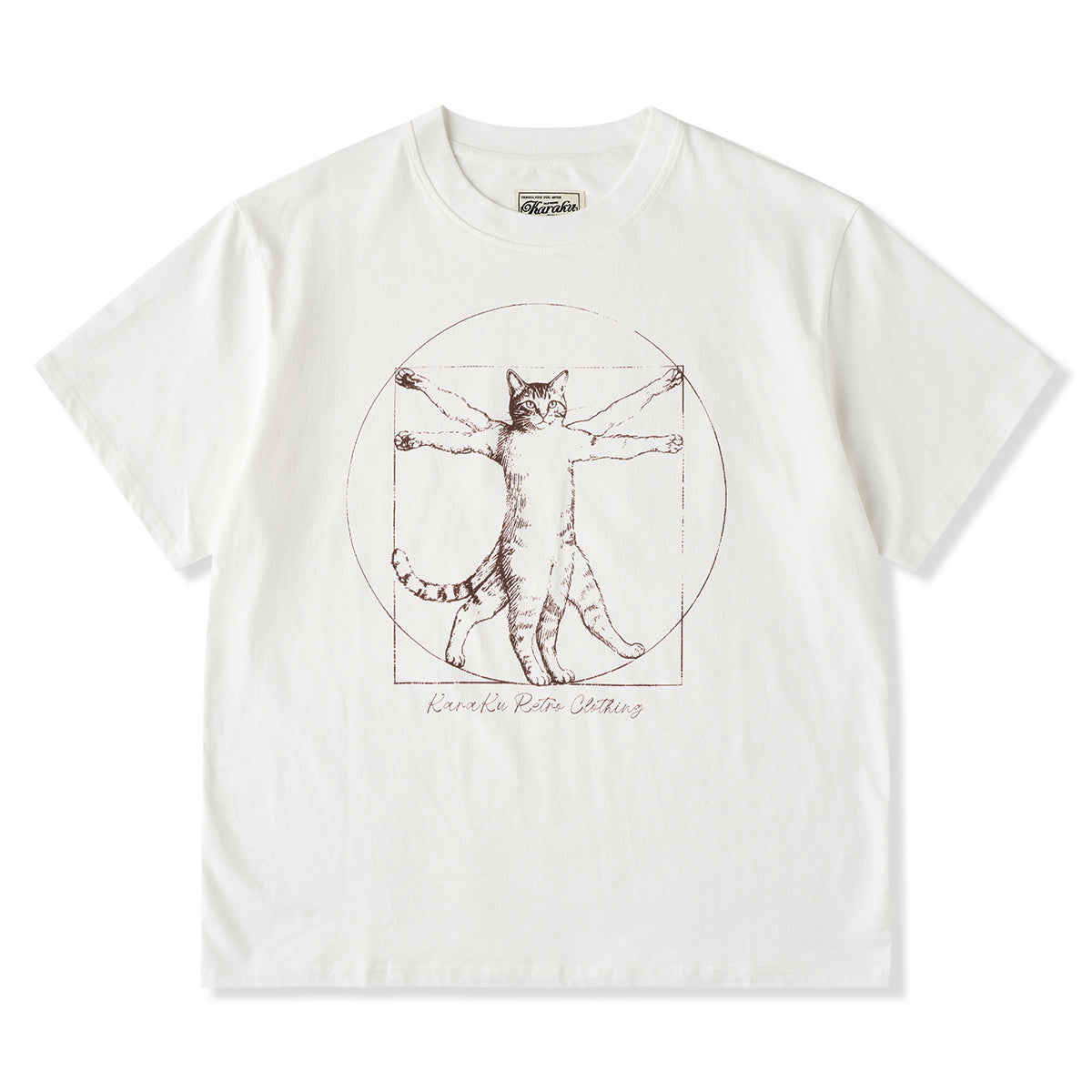 ウィトルウィウス的にゃん体図」スケッチ風線画コットンTee – Karakubuy