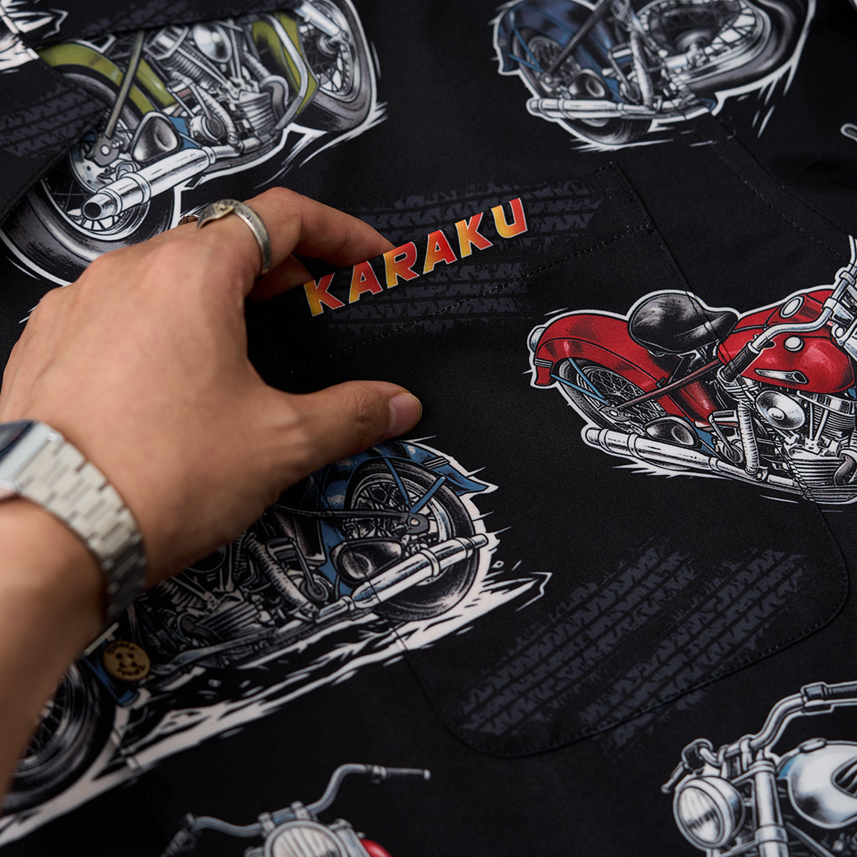 モーターサイクルカルチャー総柄アロハシャツ – Karakubuy