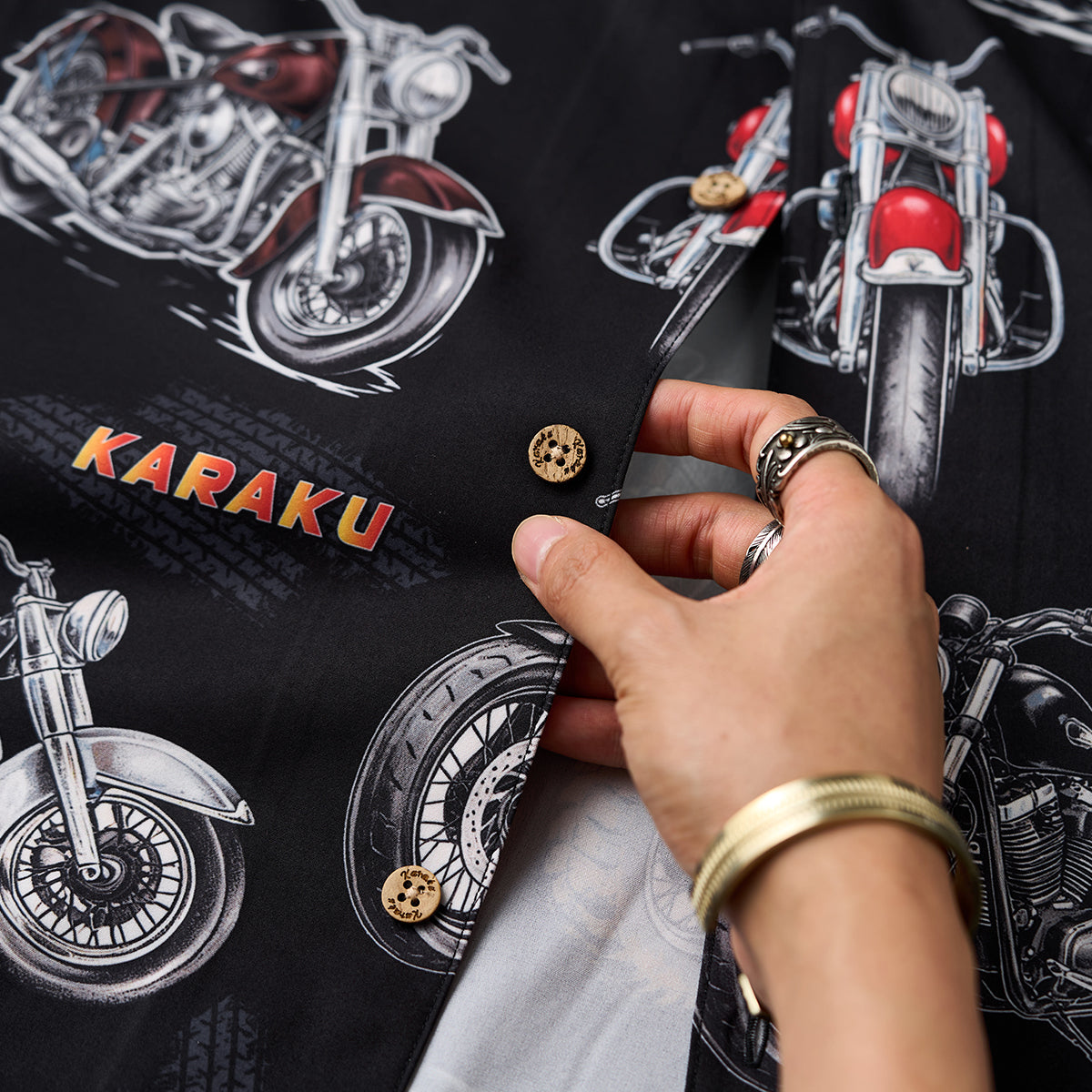 ウェア・シャツ DaiHaru モーターサイクルカルチャー総柄アロハシャツ – Karakubuy