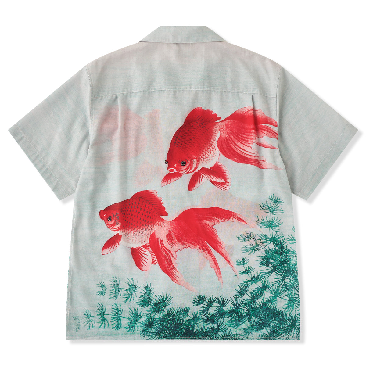 夏水金魚図」浮世絵風プリント入りキューバカラーシャツ – Karakubuy