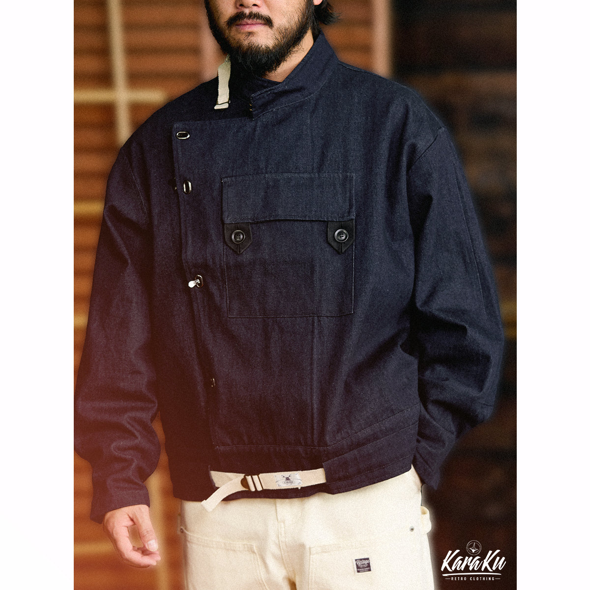 KARAKU 13oz スウェーデン軍モーターサイクルジャケット 13ozデニム スウェーデン軍モーターサイクルジャケット – Karakubuy