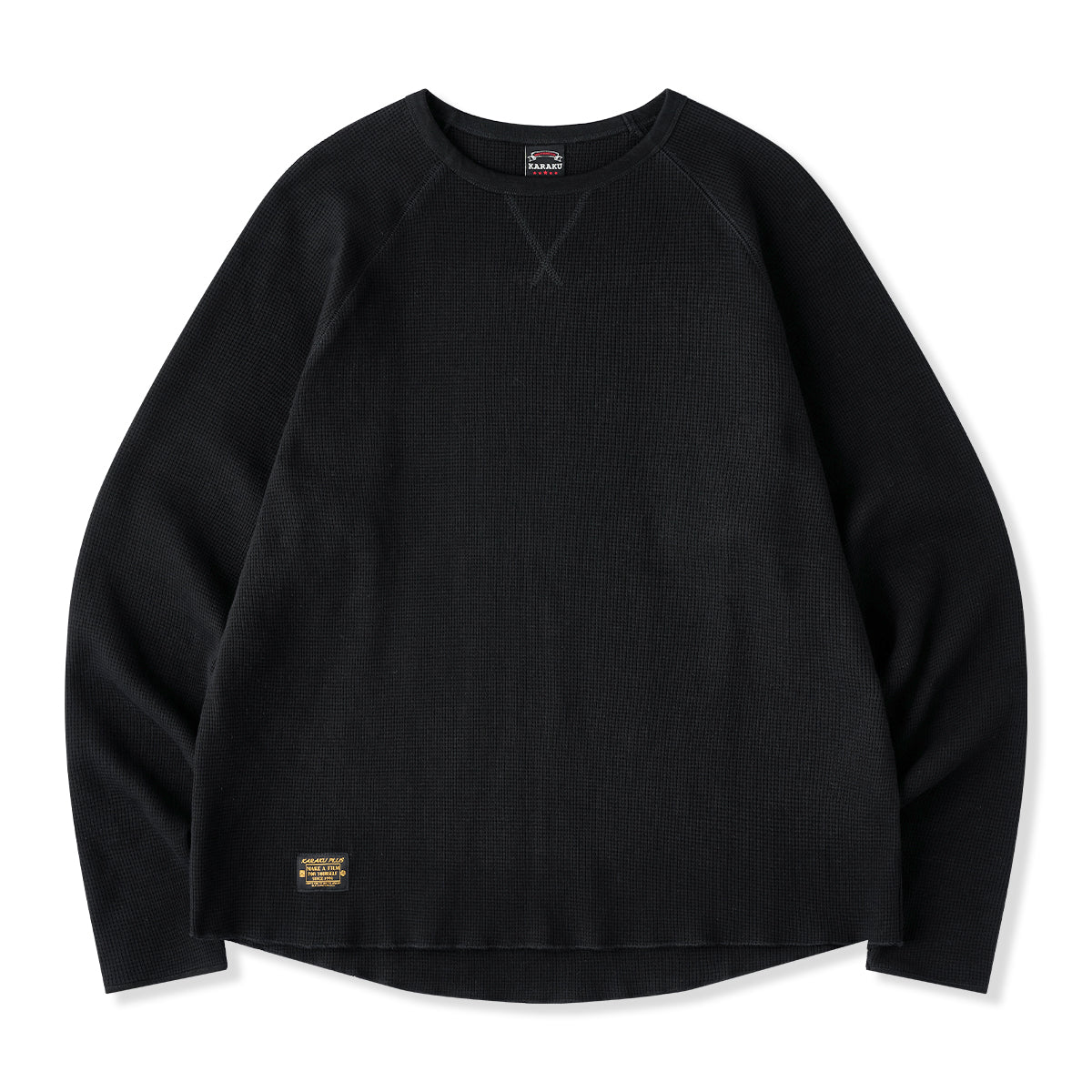 Vガゼット入り ワッフルラグランスリーブロングTシャツ – Karakubuy