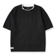 「KaraKu」ロゴ刺繍　フェイクレイヤードダイヤ柄ジャガードニットTee
