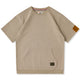 袖スエードパッチ　カンガルーポケット付きコットンTee